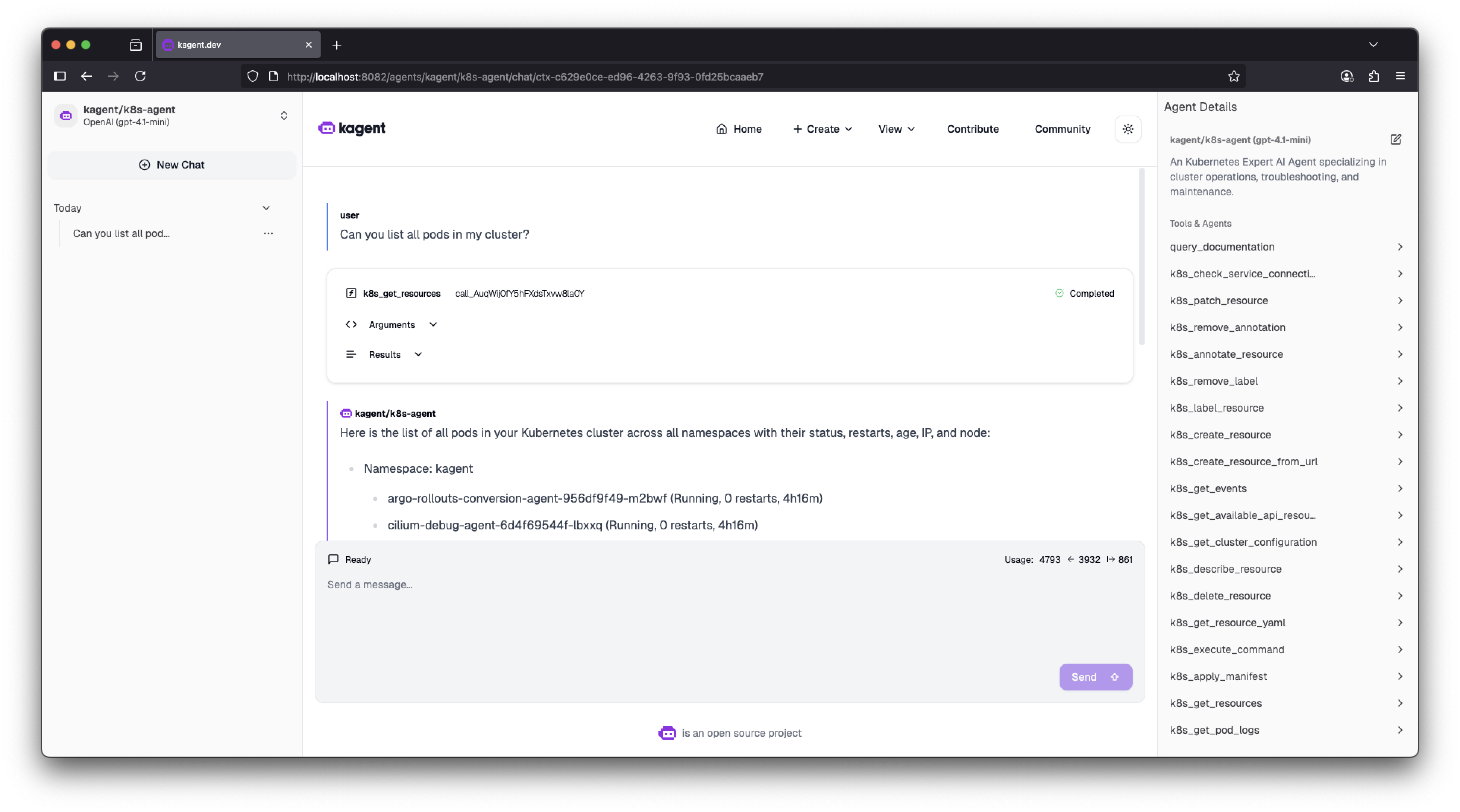 kagent UI
